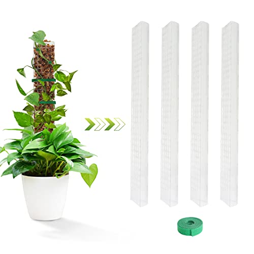 EOX 4 Pcs 24 Inch Plastic Moss Pole for Plants Monstera, Climbing Plants, Plant Support for Indoor...