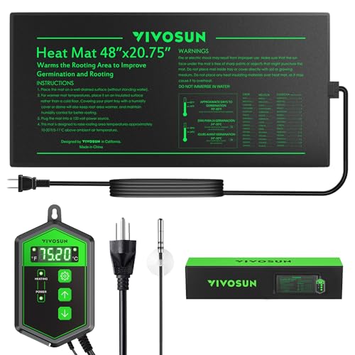 VIVOSUN 48" x 20.75" Seedling Heat Mat and Digital Thermostat Combo Set, UL & MET-Certified Warm...