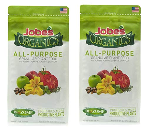 Jobe’s Organics 09526 Organic All Purpose Granular Fertilizer 4-4-4, 4 lb (Тwo Рack)