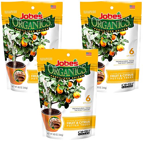 Jobe’s Organics Fruit & Citrus Tree Fertilizer Spikes, 3-5-5 Time Release Fertilizer for all...