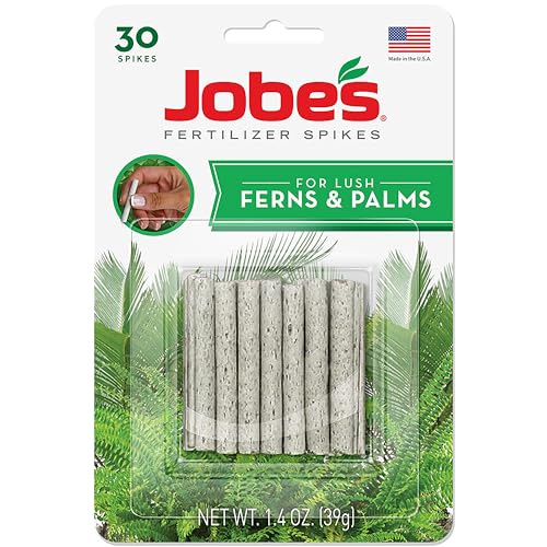 Jobe's Plant Food Fertilizer Spikes, Easy Plant Care for All Ferns and Palm Plants, 30 Count