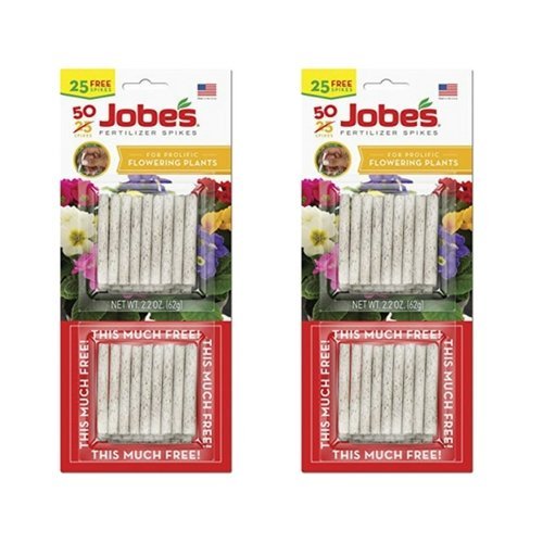 Jobe’s Fertilizer Spikes for Flowering Plants, 10-10-4 Time Release Fertilizer, 50 Spikes per...